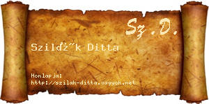 Szilák Ditta névjegykártya